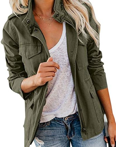 Amazon.com: QOAAIE Womens Zip Up Military Anorak Safari Jacket